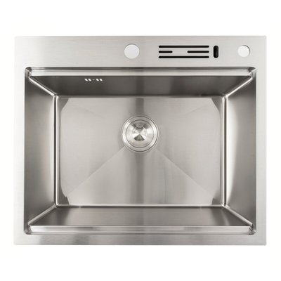 Кухонна мийка нержавійка 60х50 Platinum Handmade з підставкою для ножів (сифон круглий, 3,0/0,8) 42220 фото