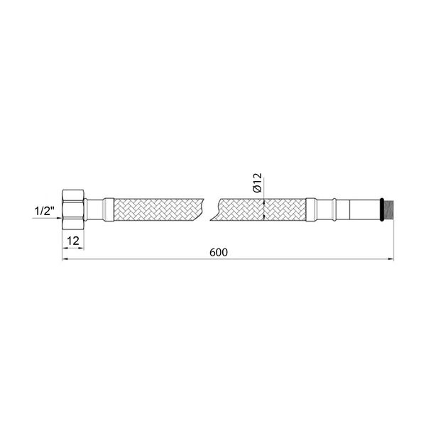 Гнучка підводка для підключення змішувача Kroner KRP 1/2"хМ10 ВЗ 60 см в обплетенні з нержавіючої сталі (пара) CV023689 фото