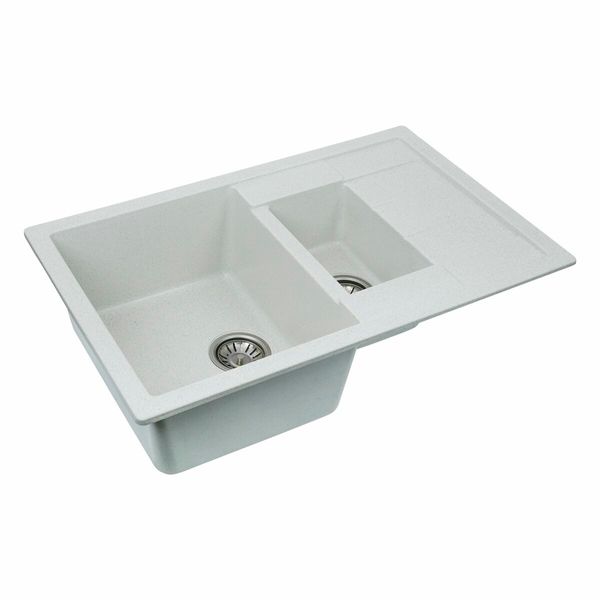 Гранітна мийка для кухні Platinum 7850W TOSKANA матова Біла в крапку 3616 фото