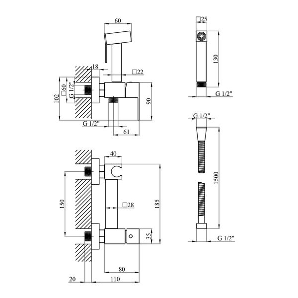 Набор 3 в 1 для ванной комнаты Kroner Edelstahl Kubus ESG052 SS1746 фото