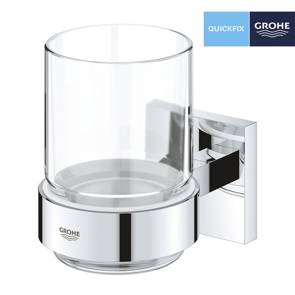 Склянка з тримачем для ванної кімнати Grohe QuickFix Start Cube 41097000 CV033406 фото