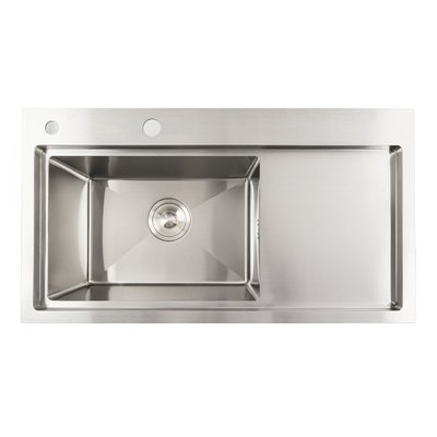 Кухонна мийка нержавійка 78*43 L Platinum Handmade (два отвори, круглий сифон 3,0/0,8) 42232 фото
