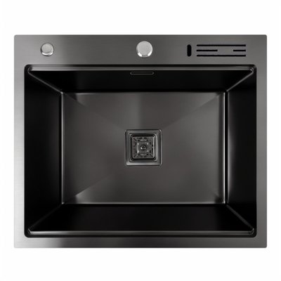 Кухонна мийка 60*50 PVD чорна Platinum Handmade з підставкою для ножів 41548 фото
