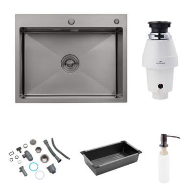 Комплект подрібнювач та кухонна мийка KRP Schwarze - 6350HM PVD ST042444 фото