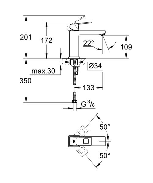 Eurocube Одноважільний змішувач для раковини M-Size (23446000) 23446000 фото