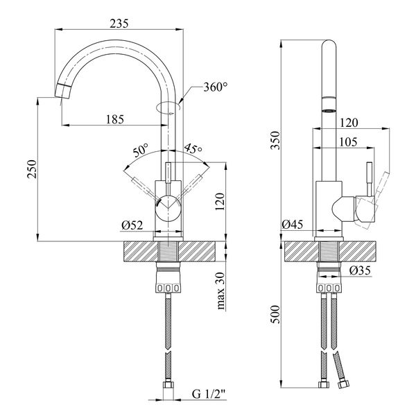 Комплект кухонной мойки KRP Gebürstet-6350RHM ST031321 фото