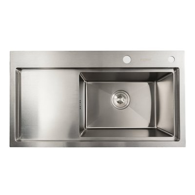 Кухонна мийка нержавійка 78*43 R Platinum Handmade (два отвори, круглий сифон 3,0/0,8) 42233 фото