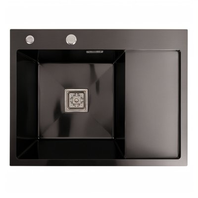 Кухонна мийка чорна Platinum PVD Handmade 65*50 L(квадратний сифон 3,0/1) 37681 фото