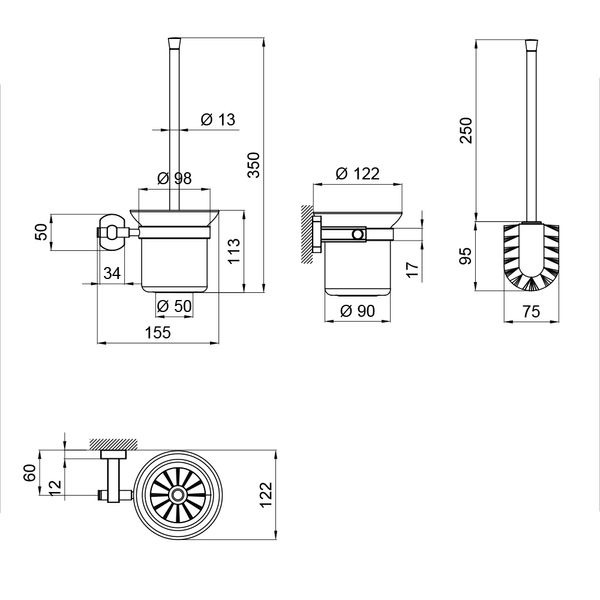 Йоржик для унітаза Qtap Liberty ORO 1157 SD00031740 фото