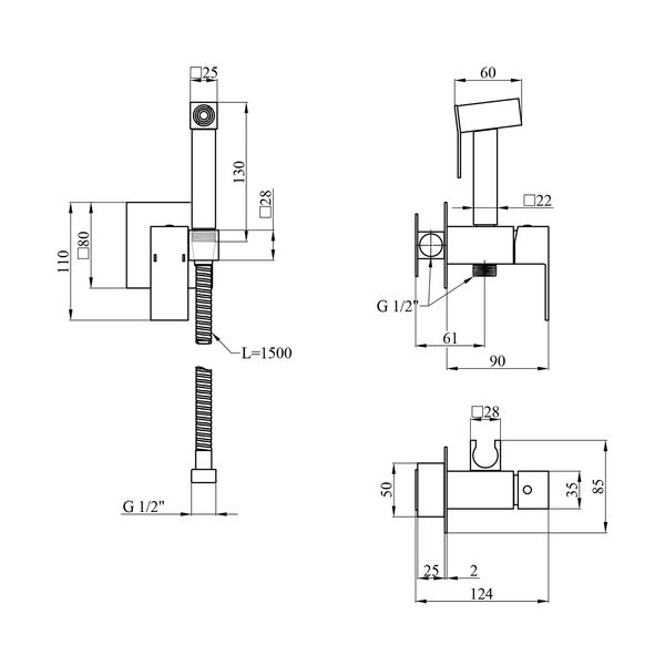 Набор 3 в 1 для ванной комнаты KronerKRP Edelstahl Kubus - SCH082 SS23578 фото