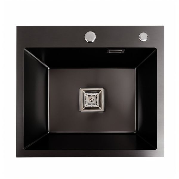 Мийка Platinum Handmade PVD HSBB 50*45 чорна (квадратний сифон 3,0/1,0) 37668 фото