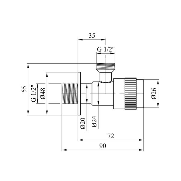 Кран приладовий Kroner KRP Edelstahl Klassisch - ESG100 1/2"х1/2" ЗЗ CV022973 фото