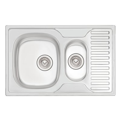 Кухонна мийка з додатковою чашею Qtap 7850-B 0,8 мм Satin (QT7850BSAT08) SD00040999 фото
