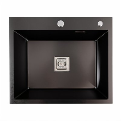Кухонна мийка Platinum Handmade 60*50 (600x500x230 мм) PVD чорна HSB 37670 фото