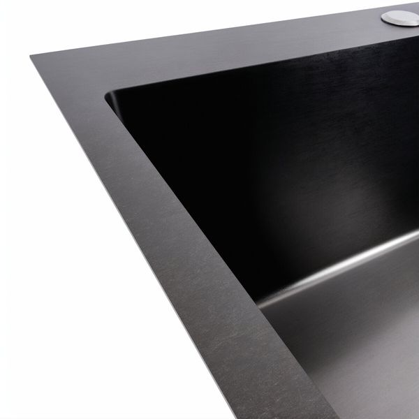 Кухонна мийка Platinum Handmade 60*50 (600x500x230 мм) PVD чорна HSB 37670 фото