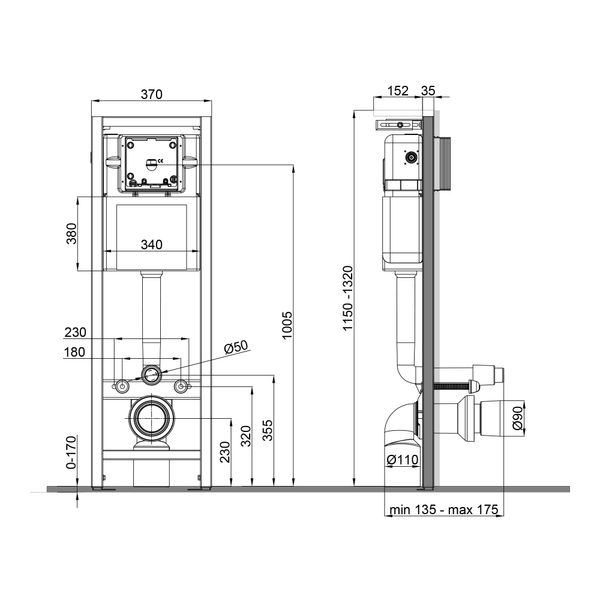 Інсталяція для унітаза Qtap Nest Uni QT0233M370 SD00042963 фото