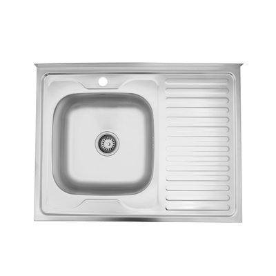 Кухонна мийка накладна Kroner KRP Satin - 6080L (0.6 мм) CV022825 фото
