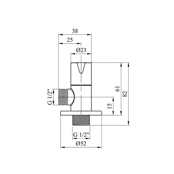 Кран приборный для подключения Karro 1/2"х1/2" НН хромированный KR-3112 CV019725 фото