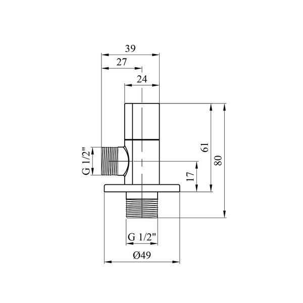 Кран приладовий для підключення Karro 1/2"х1/2" ЗЗ хромований KR-3115 CV022380 фото