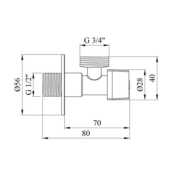 Кран приладовий Kroner KRP Eckventil C202 1/2"х3/4" ЗЗ CV027380 фото