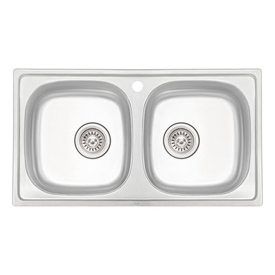 Кухонна мийка з двома чашами Qtap 7843-B 0,8 мм Micro Decor (QT7843BMICDEC08) SD00041006 фото