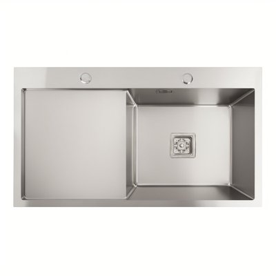 Кухонна мийка Platinum Handmade 860х500х230 R (квадратний сифон 3,0/1,0) 37689 фото
