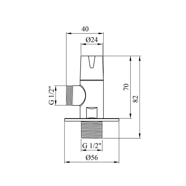 Кран приладовий Kroner KRP Eckventil C301 1/2"х1/2" ЗЗ CV027381 фото