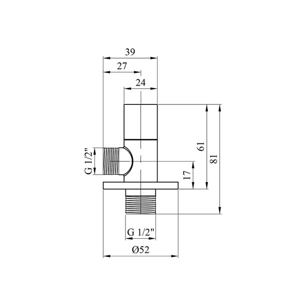 Кран приборный для подключения Karro 1/2"х1/2" НН хромированный KR-3116 CV022525 фото