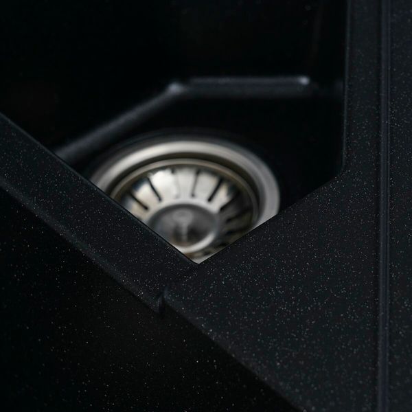 Гранітна мийка для кухні Platinum 9950 PANDORA матова Чорний металік 3689 фото