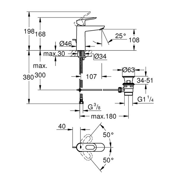 Змішувач для раковини Grohe BauLoop M-Size 23762000 CV031158 фото