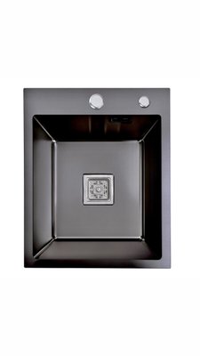 40*50 Мийка PVD чорна Platinum Handmade HSBB (квадратний сифон, 3.0,/1.0) 40627 фото
