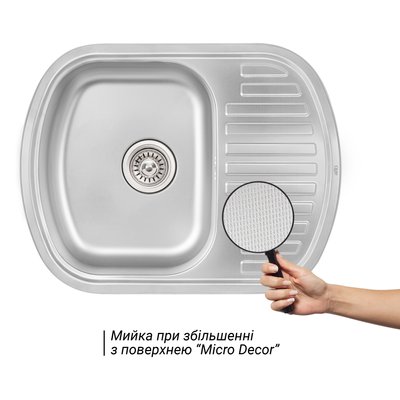 Кухонна мийка Qtap 6349 0,8 мм Micro Decor (QT6349MICDEC08) SD00041010 фото