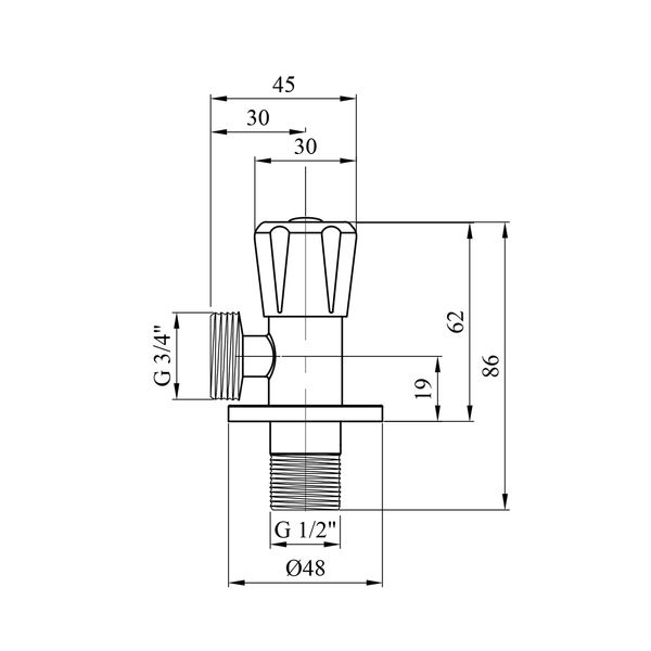 Кран приборный для подключения Karro 1/2"х3/4" НН нержавеющая сталь KR-3131S CV020443 фото