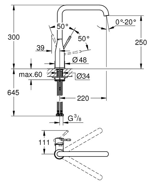 Essence Одноважільний змішувач для мийки (30269A00) 30269A00 фото