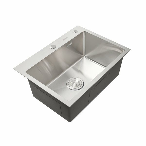 Кухонна мийка Platinum Handmade 580х430х220 (товщина 3,0/1,5 мм корзина та дозатор в комплекті) 23570 фото