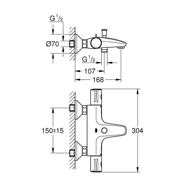 Смеситель термостатический для ванны Grohe Grohtherm 800 34567000 CV030552 фото