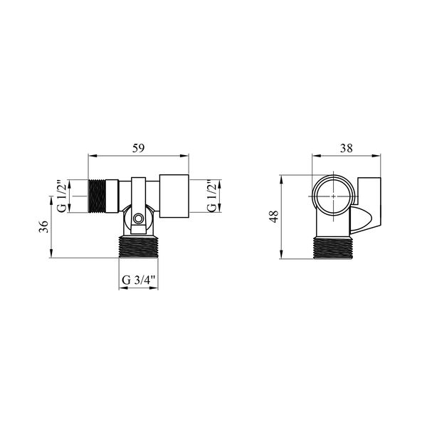 Кран приборный для подключения магистральный Karro 1/2"х3/4"х1/2" ВНН хромированный KR-3144 CV020688 фото