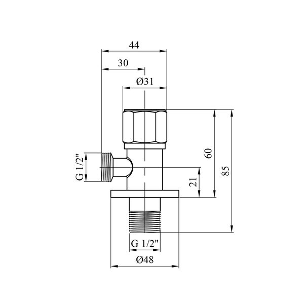 Кран приборный для подключения Karro 1/2"х1/2" НН нержавеющая сталь KR-3132S CV016456 фото