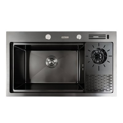 Кухонна мийка чорна PVD 78*46 Platinum Handmade 42225 фото