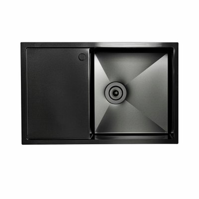 Кухонна мийка Platinum Handmade PVD Н 780х500х200 R чорна (з кріпленням і отвором під змішувач) 23638 фото
