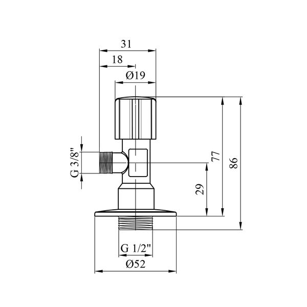 Кран приборный для подключения Karro 1/2"х3/8" НН хромированный KR-3019 CV021617 фото