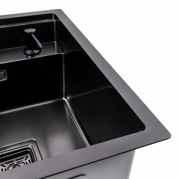 Кухонна мийка прихована чорна Platinum TZ 40*50 41970 фото