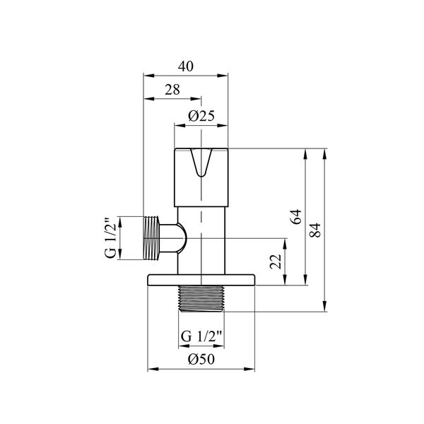 Кран приборный для подключения Karro 1/2"х1/2" НН хромированный KR-03112А CV022239 фото