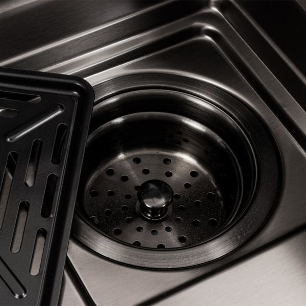 Кухонна мийка 75*46D PVD чорна Platinum Handmade "ВОДОСПАД" 42132 фото