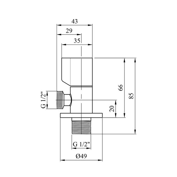 Кран приборный для подключения Karro 1/2"x1/2" НН хромированный KR-3120 New CV020186 фото