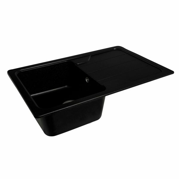 Гранітна мийка для кухні Platinum 7850 VERONA матова Чорний металік 3608 фото