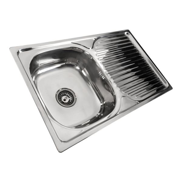 Кухонна мийка Platinum з нержавіючої сталі прямокутна ПОЛІРОВКА 7848 (0,8/180 мм) 11601 фото