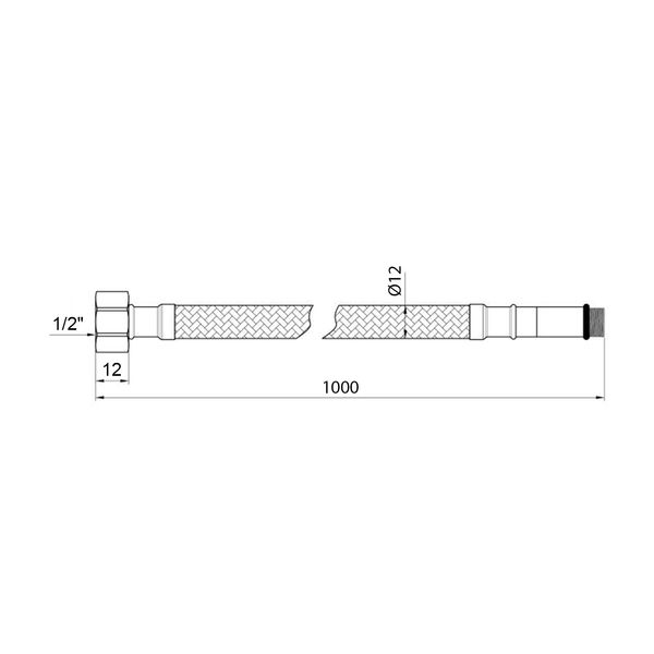 Гнучка підводка для підключення змішувача Kroner KRP 1/2"хМ10 ВЗ 100 см в обплетенні з нержавіючої сталі (пара) CV023691 фото