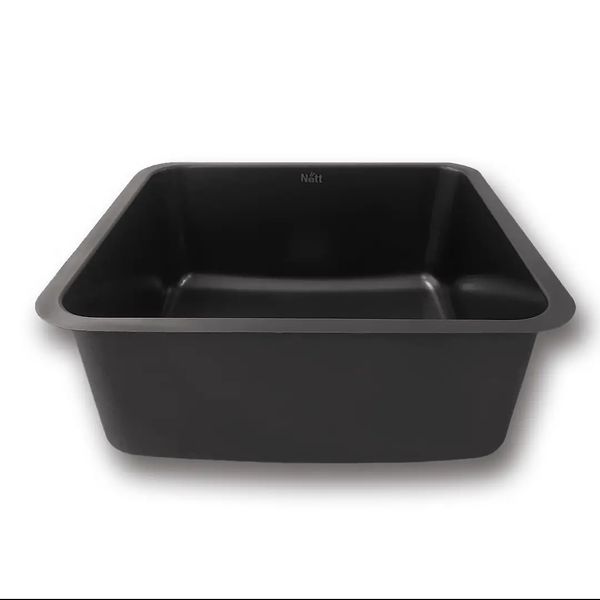 Чорна мийка для кухні з нержавійки 45 см в стільницю Nett NB-4643 77 фото
