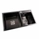 Кухонна мийка Platinum Handmade PVD HDB чорна 780х430х230 на дві чаші (квадратний сифон,3.0/1.0) 36732 фото 3